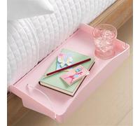 Modern Innovations Bedside Shelf for Bed, College Dorm Room, Bunk Bed Shelf for Top Bunk, Clip On Nightstand, Baby Changing Table Tray, Cup Holder for Kids, Bunkbed Caddy for Table Storage (Pink)