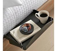 Modern Innovations Bedside Shelf for Bed, College Dorm Room, Top Bunk, Clip On Nightstand Tray with Cord and Cup Holder, Bunkbed Caddy for Table Storage (Black)