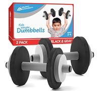 Modern Innovations Kids Weight Set (2 Pack) Toy Dumbbells, Baby Dumbbell Workout Weights, Fun Fitness and Exercise Equipment for Toddlers - Black & Gray