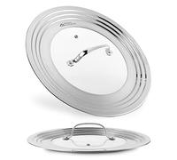 Modern Innovations Universal Lid with Tempered Glass Top for Pots & Pans, Fits 8.25, 9, 10, 11, and 12 Inch Cookware - Large Replacement Frying Pan Cover, Cast Iron Skillet Lids - Stainless Steel