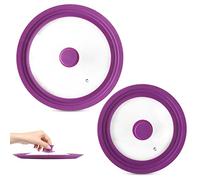 Modern Innovations Universal Lids (Set of 2) Fits 7 to 12-Inch Cookware, Silicone Replacement Pan Lid, Glass Top Covers for Skillets, Pots, Frying Pans, Cast Iron - Lavender