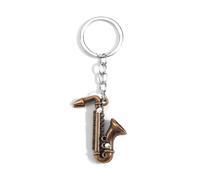 Modern Instrument Keychain, Trumpet, Cornet and Saxophone Creative Minimalist Design, Gifts for Women, Birthdays, Friends, Sisters, Stylish Bag Charm and Accessories Keychain (Type B-Antique Red)