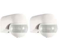 Modern IP44 Outdoor PIR 180 Degree Security Motion Sensor Presence Detector - White (Pack of 2)