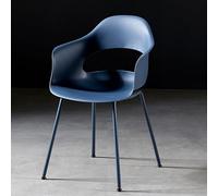 Modern Iron Café Dining Chair with Plastic Arms & Pipe Legs - Stylish, ual Seating for Kitchen, Study, Guest Room & Bedroom - Comfortable & Durable Design