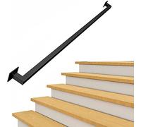 Modern Iron Handrail Grab Bar Kit, Sturdy Safety Staircase Handrails, Wall Mount Industrial Iron Railing Pipe Handrail for Indoor Stairs Outdoor Deck Loft Porch, Matt Bla,18ft