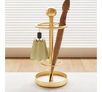Modern Iron Umbrella Stand 11.8" - Stylish Entryway Holder with Drip Tray & Hook, Floor Standing Cane Storage Rack for Home & Office Use, Durable & Functional Design.