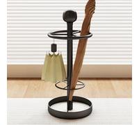 Modern Iron Umbrella Stand 11.8" - Stylish Indoor Entryway Holder with Drip Tray & Hook, Floor Standing Umbrella Storage Rack for Home Office & Cane, Space-Saving Design