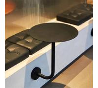 Modern Iron Wall-Mounted Round Side Table - L-Shaped Metal Bracket Floating Bar Table for Kitchen Cafe Small Spaces - Stylish 30cm (11.8in) Dining & Drink Station