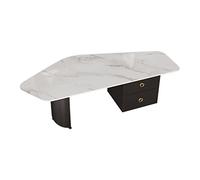 Modern Irregular Coffee Table with Rock Tabletop Small Side Table for Living Room Stylish Center Table with 2 Storage Compartments Contemporary Sl esign