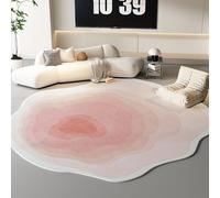 Modern Irregular Shaped Area Rug - Pink 80x120cm Machine Washable Indoor Carpet for Living Room Bedroom & Playroom Soft Non-Slip Floor Mat