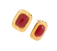 Modern Irregular Shaped Earrings Metallic Resin Accents Sturdy Stainless Steel Construction Comfortable Wear for Daily Outfits Handcrafted Textured Ear Studs