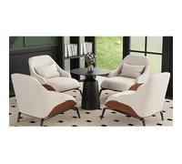 Modern Italian Armchair, Leatherette Upholstery, Solid Wood Frame, Carbon Steel Legs - Stylish Lounge Seating for Home Office, Hotel, Living Room Decor