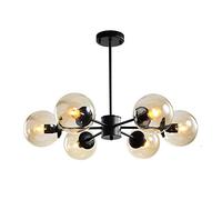 Modern Jane Ou During Light,Magic Beans Ceiling Light,Mid Century s for Farmhouse,Glass Sphere Hanging Lamp,E27 -Cognac lampshade 6 Head