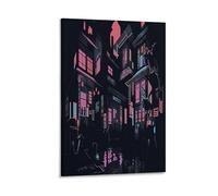 Modern Japanese Night City, Punk Anime, Neon Boat, Samurai Poster (2) Wall Art Bedroom Prints Home Decor Hanging Picture Canvas Painting 20x30inch(50x75cm)