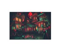 Modern Japanese Night City, Punk Anime, Neon Boat, Samurai Poster (4) Print Photo Art Painting Canvas Home Decorative Bedroom Modern Decor 20x30inch(50x75cm)