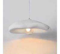 Modern Japanese Pendant Light Adjustable Height Concrete Shade Hanging Lamp for Dining Room Living Room Kitchen E27 Ceiling Fixture (White)