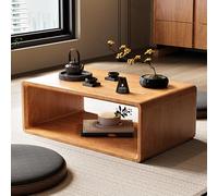 Modern Japanese Solid Wood Coffee Table Low Profile Design for Living Room & Bedroom Stable & Loadbearing No Assembly Required Beige Finish Perfect for Bay Windows.