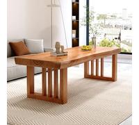 Modern Japanese Solid Wood Coffee Table with Storage Drawers Unique Irregular Edge Design Low Center Sofa Table for Living Room 100cm/31.5in Floor Sitting Stylish Tassel Accent