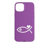 Modern Jesus Fish Love Heart Graphic Case for iPhone 15 Plus