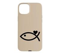 Modern Jesus Fish Love Heart Graphic Case for iPhone 15 Plus