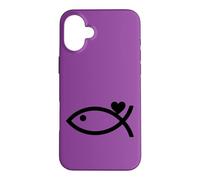 Modern Jesus Fish Love Heart Graphic Case for iPhone 16 Plus