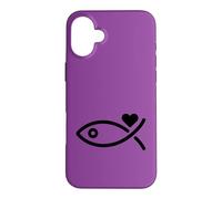Modern Jesus Fish Love Heart Graphic Case for iPhone 16 Plus