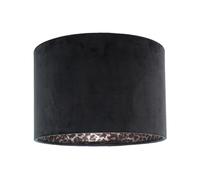 Modern Jet Black Velvet Lamp Shade with Inner Leopard Print Satin Shimmer Lining | 30cm x 20cm | for Lamp Base or Ceiling Pendant by Happy Homewares