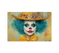 Modern Joker Canvas Wall Art, Laughing Clown Portrait Hanging Paintings, Gallery Print with Vivid Colors & Deep Emotion for Living Room Home Office Decor 16x24inch(40x60cm)