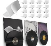Modern JP Adhesive Vinyl Wall Mount (16-Pack) - Dual Display Album and Disc, Strong Hold Record Holder Wall, Record-Safe Easy Installation, Album Wall Mount for 1LP and 2LP - White