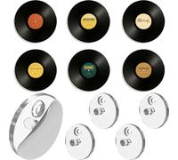 Modern JP Adhesive Vinyl Wall Mount for Discs (4-Pack) - Strong Hold Record Holder Wall, Minimalist Vinyl Record Display, Record-Safe Easy Installation - Clear