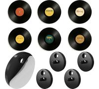 Modern JP Adhesive Vinyl Wall Mount for Discs (4-Pack) - Strong Hold Record Holder Wall, Minimalist Vinyl Record Display, Record-Safe Easy Installation - Black