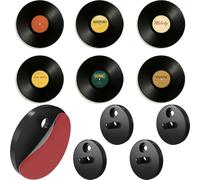 Modern JP Adhesive Vinyl Wall Mount for Discs (4-Pack) - Strong Hold Record Holder Wall, Minimalist Vinyl Record Display, Record-Safe Easy Installation - Black