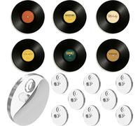 Modern JP Adhesive Vinyl Wall Mount for Discs (8-Pack) - Strong Hold Record Holder Wall, Minimalist Vinyl Record Display, Record-Safe Easy Installation - Clear