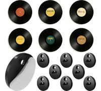 Modern JP Adhesive Vinyl Wall Mount for Discs (8-Pack) - Strong Hold Record Holder Wall, Minimalist Vinyl Record Display, Record-Safe Easy Installation - Black