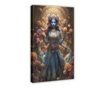 Modern Kali Goddess in Magical Garden Canvas Painting Art (1)