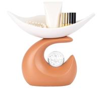 Modern Key Holder Bowl Organizer Modern Resin Decorative Storage Tray with Crystal Ball Decoration Key Tray for Offices, Dressing Tables, and Bedside Tables Decor a Wave-Shaped Desktop Organizer