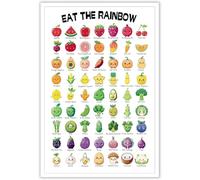 Modern Kids Food Educational Posters Colorful Foods Healthy Eating Art Eat the Rainbow Kids' Education Chart for Classroom Home Bedroom Dorm Kitchen Wall Decor Metal Tin Sign 8x12 Inch