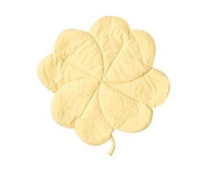 Modern Kids Playmat Clover Shaped Quilted Cotton Cover 110 x 110 cm Nursery Accessory Yellow Acadine