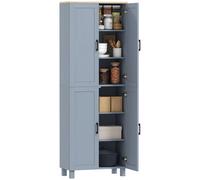 Modern Kitchen Cupboard Storage Cabinet With 6 Shelves, Grey