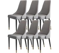 Modern Kitchen Dining Chair Set of 6 Micro Fiber Leather Living Room Side Chairs Wooden Legs Lounge Ergonomics Seat Chairs(Cement Gray) (Cement Gray One Size)