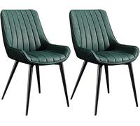 Modern Kitchen Dining Chairs Set of 2 Soft PU Leather Stylish Green & Black Metal Legs Versatile Living Room Side Chairs for Dining & Home Decor