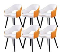 Modern Kitchen Dining Chairs Set Of 6,Modern PU Leather Hollow Out Back Padded Soft Seat Living Room Water Proof Side Chair with Metal Legs chairs (Color : Grey, Size (White+yellow
