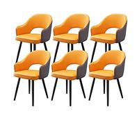 Modern Kitchen Dining Chairs Set Of 6,Modern PU Leather Hollow Out Back Padded Soft Seat Living Room Water Proof Side Chair with Metal Legs chairs (Color : Grey, Size (Orange+dark