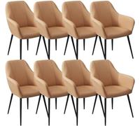 Modern Kitchen Dining Chairs Set of 8 Micro Fiber Leather Living Room Armchair Ergonomics Seat Sturdy Carbon Steel Metal Legs Chairs(Lemon Yellow) (Coffee One Size)