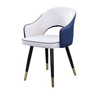 Modern Kitchen Dining Room Chairs PU Leather Hollow Out Back Padded Soft Seat Living Water Proof Side Chair with Metal Legs chairs (Color : Grey, Size B (White+blue Black gold feet