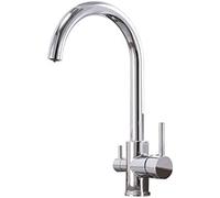 Modern Kitchen Faucet 3 Way Water Filter Tap 360° Swivel Black Chrome Mixer Valve for Drinking Water Purification Stylish Home Design