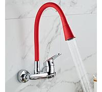Modern Kitchen Faucet with 360-Degree Swivel Flexible Spout, Double Hole Tap, Elegant Wall-Mount Design for Stylish Home Décor