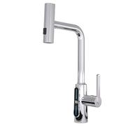 Modern Kitchen Faucet with 360° Swivel, High Arc Design, Pull Down Sprayer, Cascading Waterfall, Single Handle, Temperature Display - Perfect for Contemporary Sinks