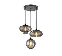 Modern Kitchen Island Light, Hanging Cluster Pendant Lighting with 3 Electroplated Grey Glass Globes Ceiling Light Fixtures Adjustable for Dining Room Entrance Stairwell, E27 Bulb Base Included