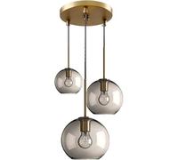 Modern Kitchen Island Light, Hanging Cluster Pendant Lighting with 3-Lights Glass Globes Light Fixtures Adjustable for Dining Room Entrance Stairwell, E26 Bulb Base Included (Amber) (Clear)
